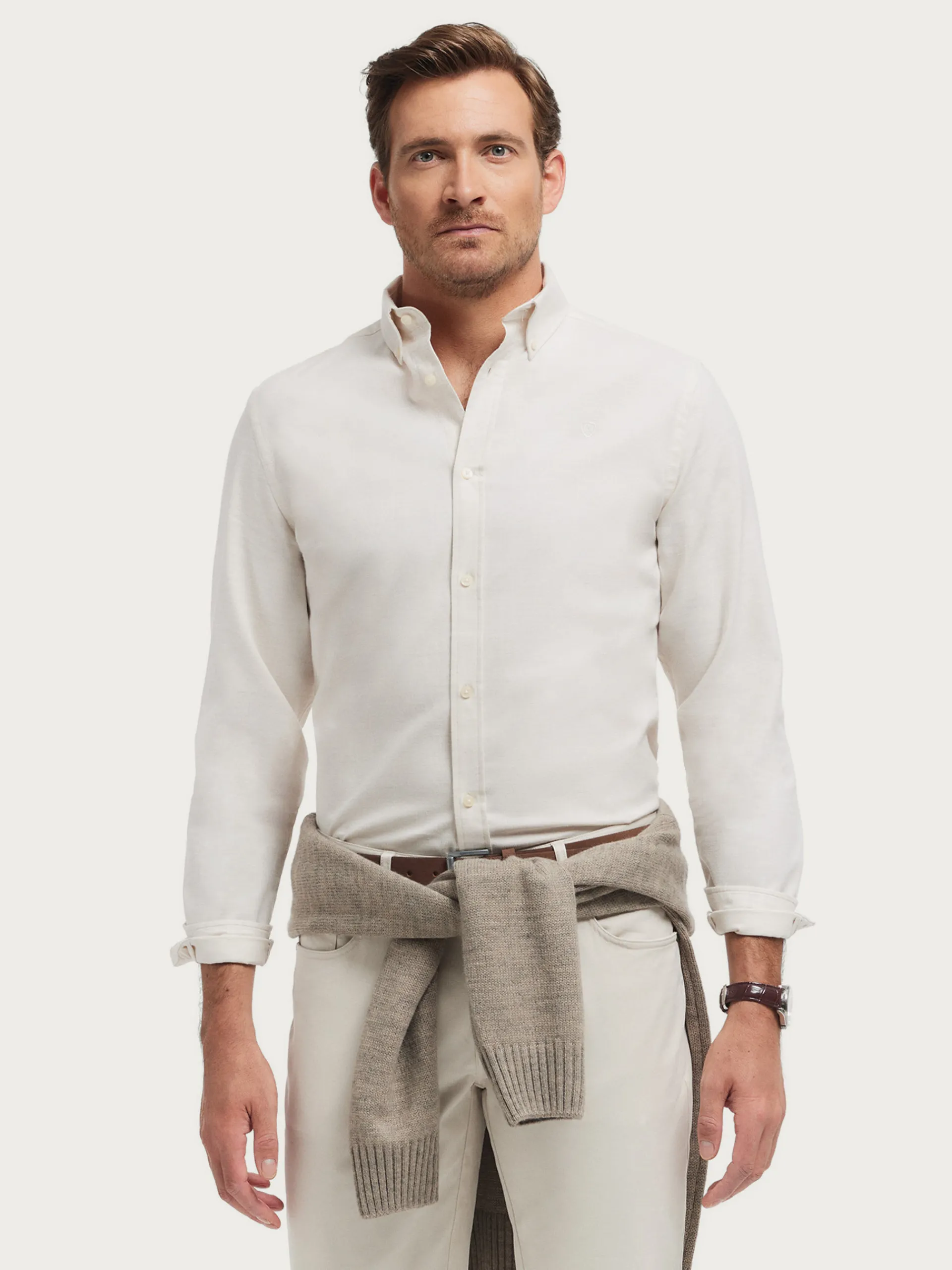 New Alvaro Moreno CAMISA FLANNEL TWILL Crudo