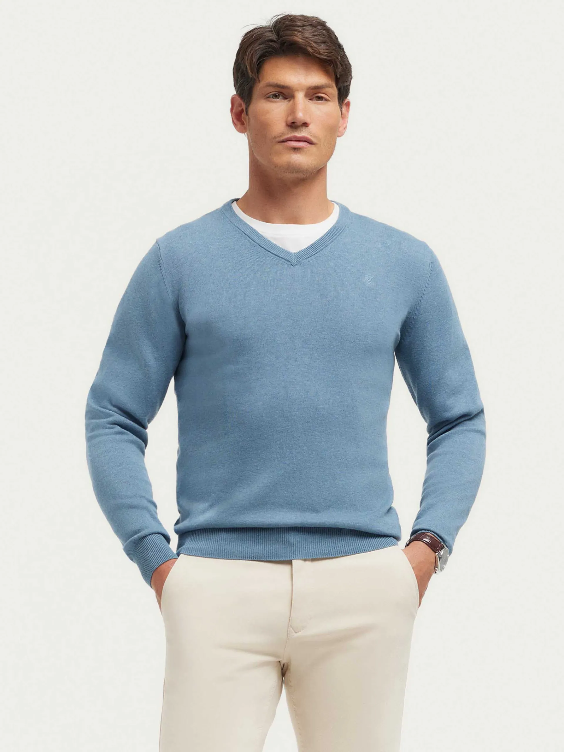 New Alvaro Moreno JERSEY V-NECK TRENDY Celeste